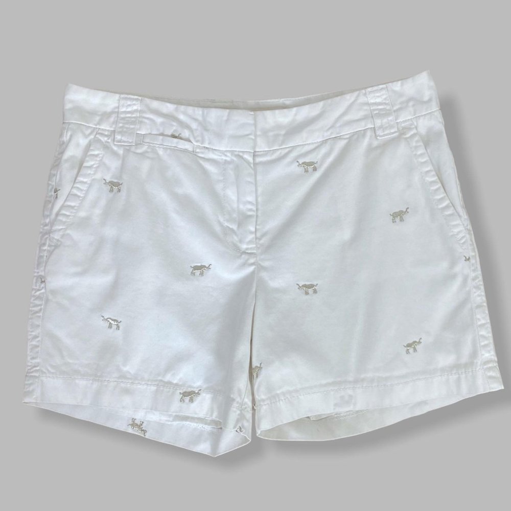 J Crew City Fit Chino Shorts w/Elephant Embroidery